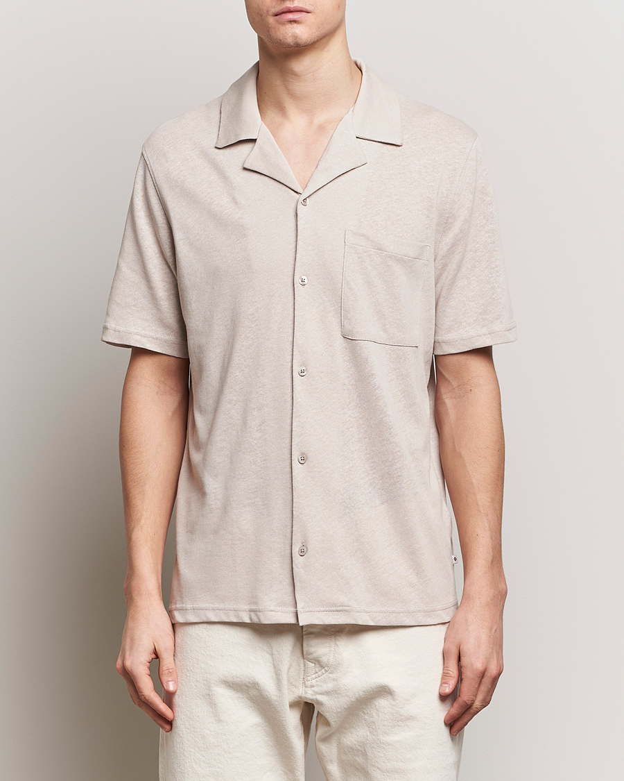 Herr | Casual | Samsøe Samsøe | Samartin Cotton/Linen Short Sleeve Shirt Moonstruck