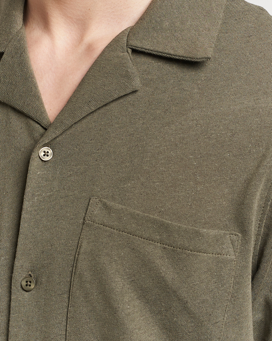 Herr | Skjortor | Samsøe Samsøe | Samartin Cotton/Linen Short Sleeve Shirt Dusty Olive