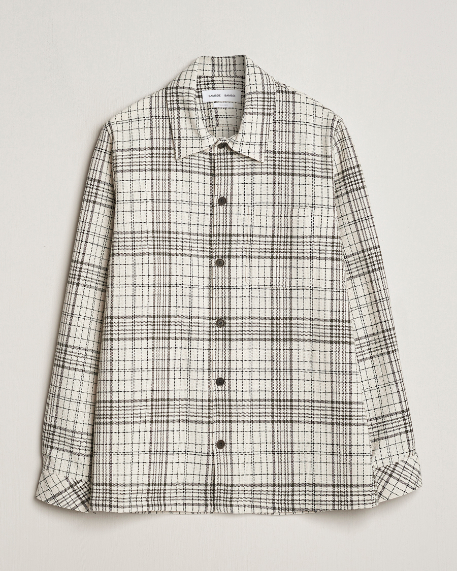 Herr | Skjortor | Samsøe Samsøe | Taka Checked Overshirt Dusty Olive/White