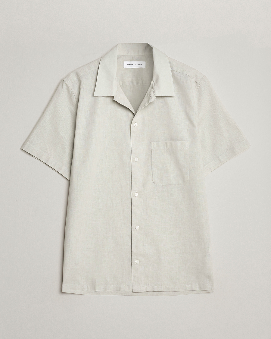 Herr | Skjortor | Samsøe Samsøe | Avan Linen/Cotton Short Sleeve Shirt Moonstruck