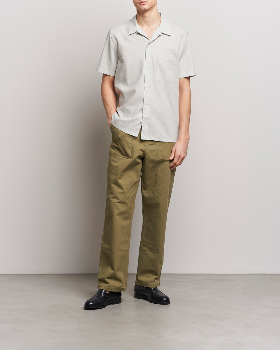 Herr | Skjortor | Samsøe Samsøe | Avan Linen/Cotton Short Sleeve Shirt Moonstruck
