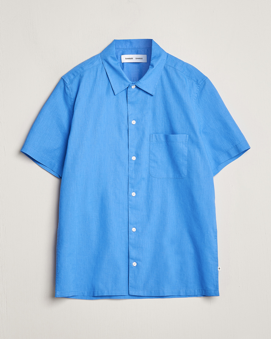 Herr | Skjortor | Samsøe Samsøe | Avan Linen/Cotton Short Sleeve Shirt Super Sonic