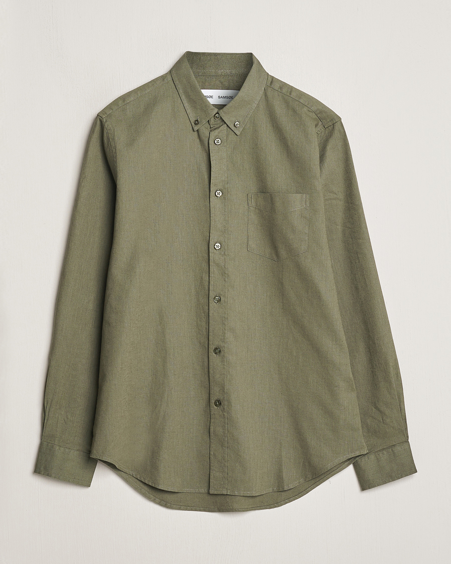 Herr | Skjortor | Samsøe Samsøe | Liam Linen/Cotton Shirt Dusty Olive
