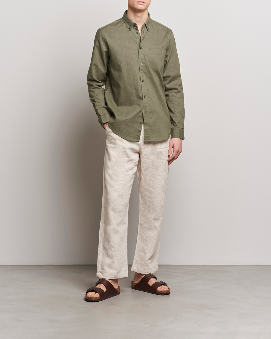 Herr | Skjortor | Samsøe Samsøe | Liam Linen/Cotton Shirt Dusty Olive
