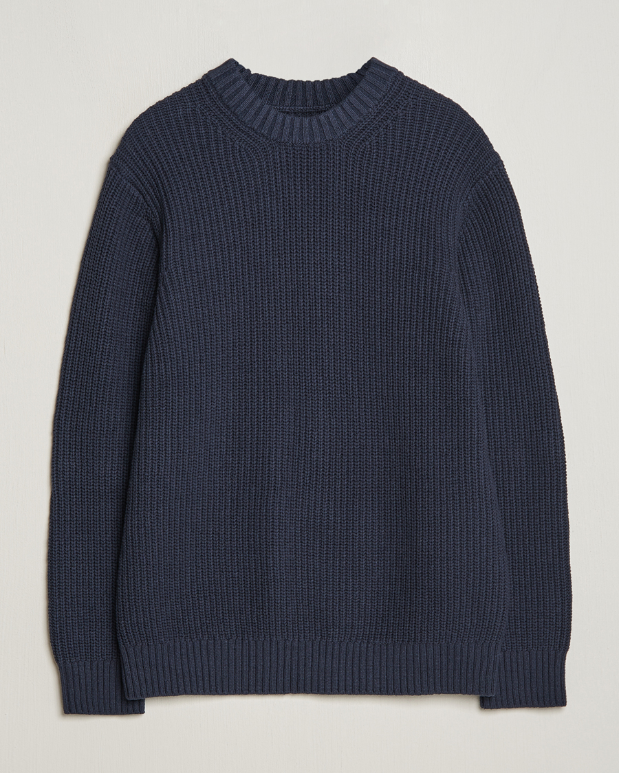 Herr | Tröjor | Samsøe Samsøe | Samarius Cotton/Linen Knitted Sweater Salute Navy