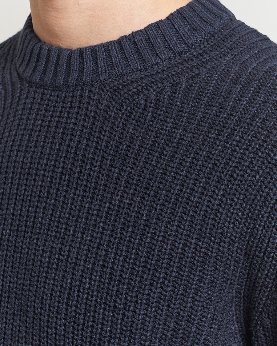Herr | Tröjor | Samsøe Samsøe | Samarius Cotton/Linen Knitted Sweater Salute Navy