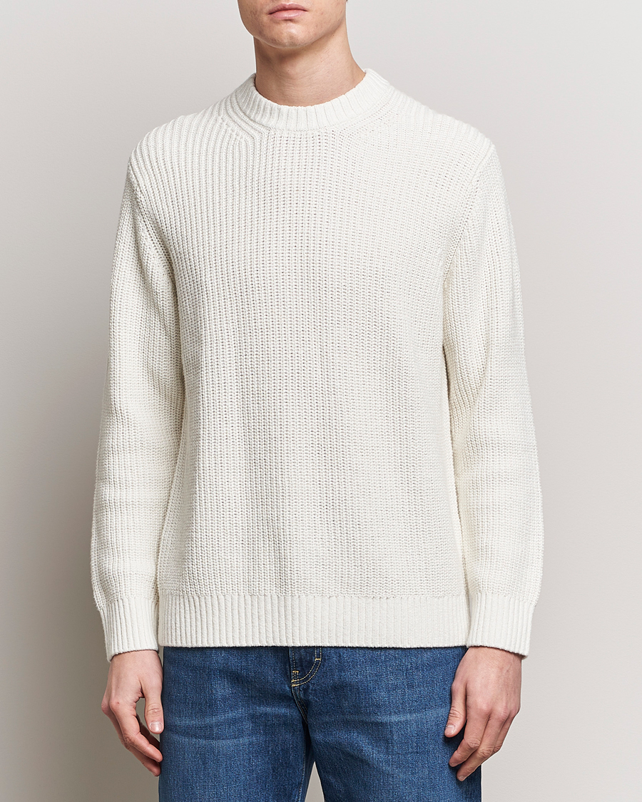 Herr | Stickade tröjor | Samsøe Samsøe | Samarius Cotton/Linen Knitted Sweater Clear Cream