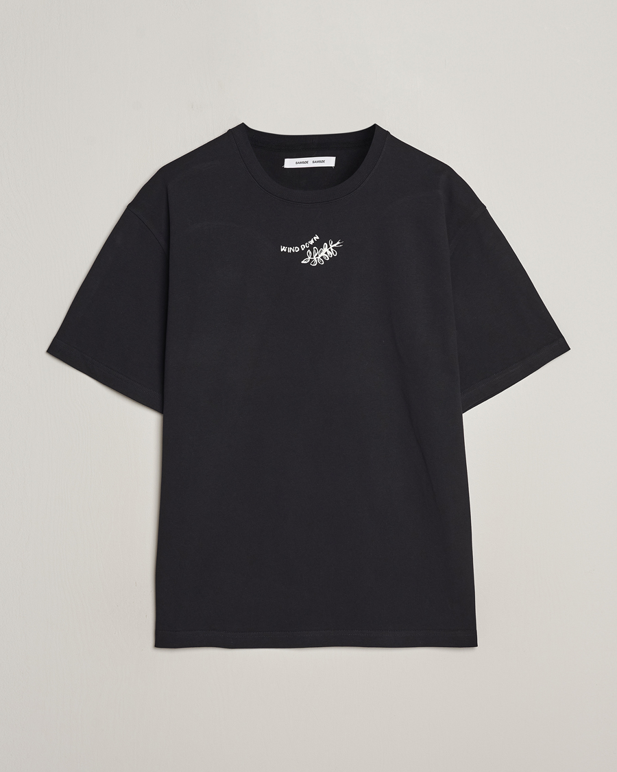 Herr | T-Shirts | Samsøe Samsøe | Sawind Printed Crew Neck T-Shirt Black