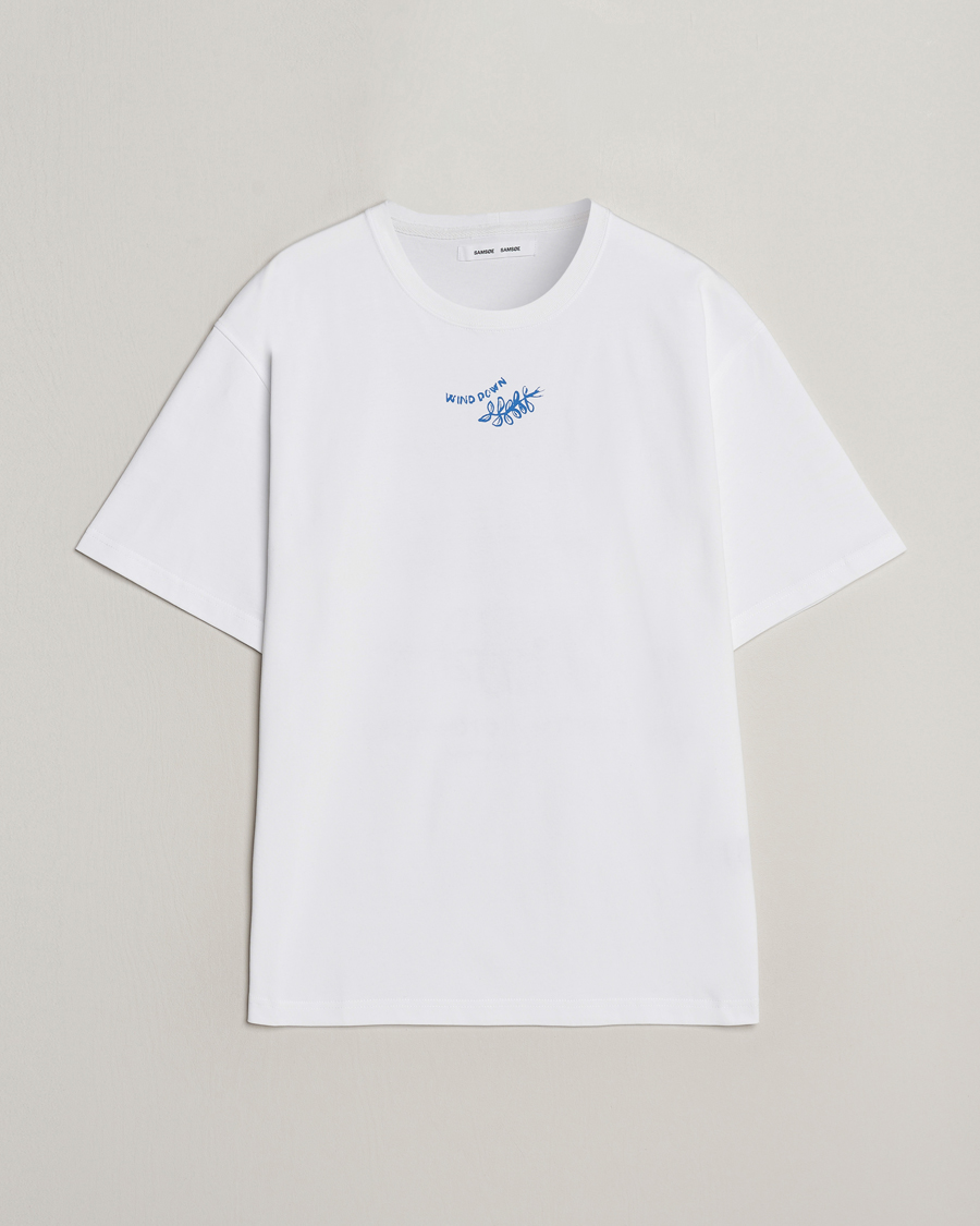 Herr | T-Shirts | Samsøe Samsøe | Sawind Printed Crew Neck T-Shirt White