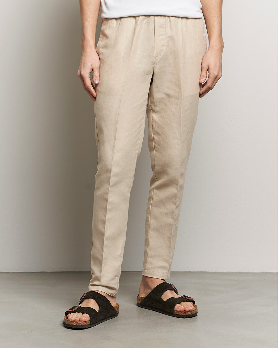 Herr | Byxor | Samsøe Samsøe | Smithy Linen/Cotton Drawstring Trousers Oatmeal