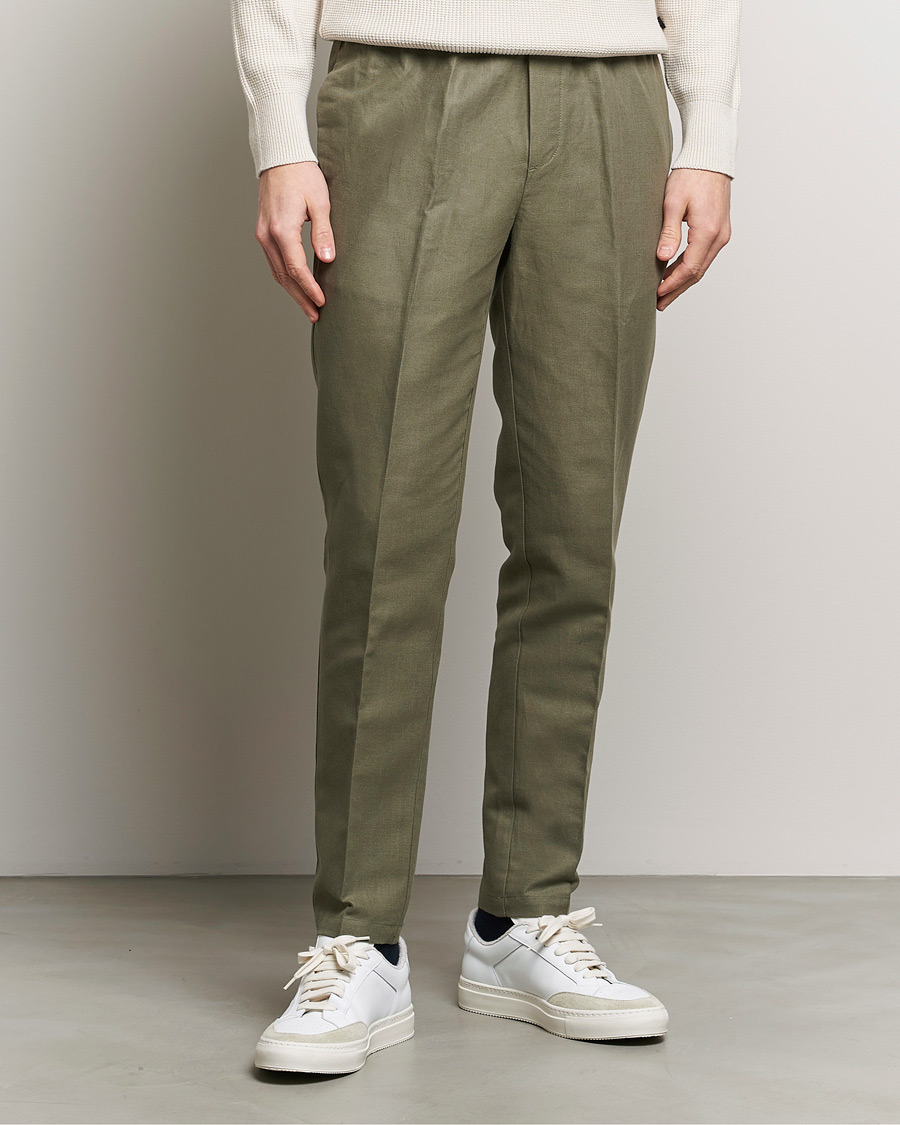 Herr | Contemporary Creators | Samsøe Samsøe | Smithy Linen/Cotton Drawstring Trousers Dusty Olive