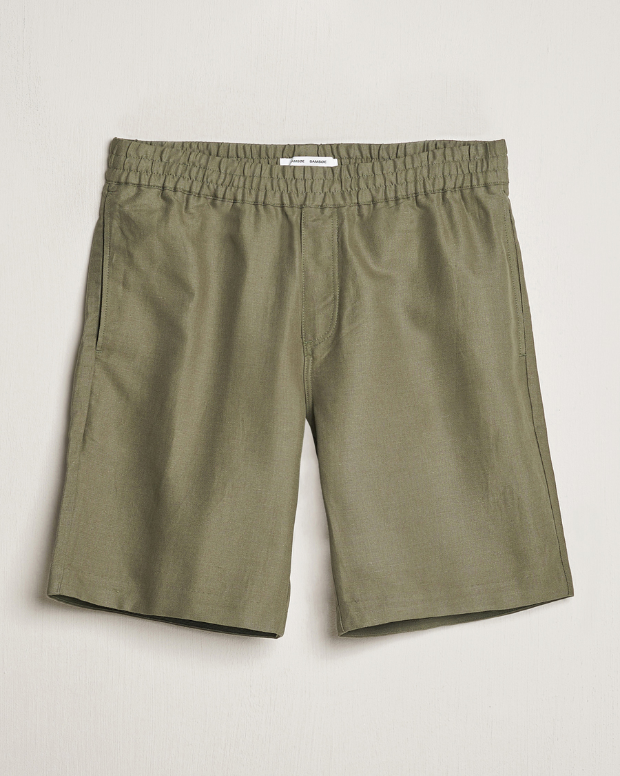 Herr | Shorts | Samsøe Samsøe | Smith Linen/Cotton Drawstring Shorts Dusty Olive