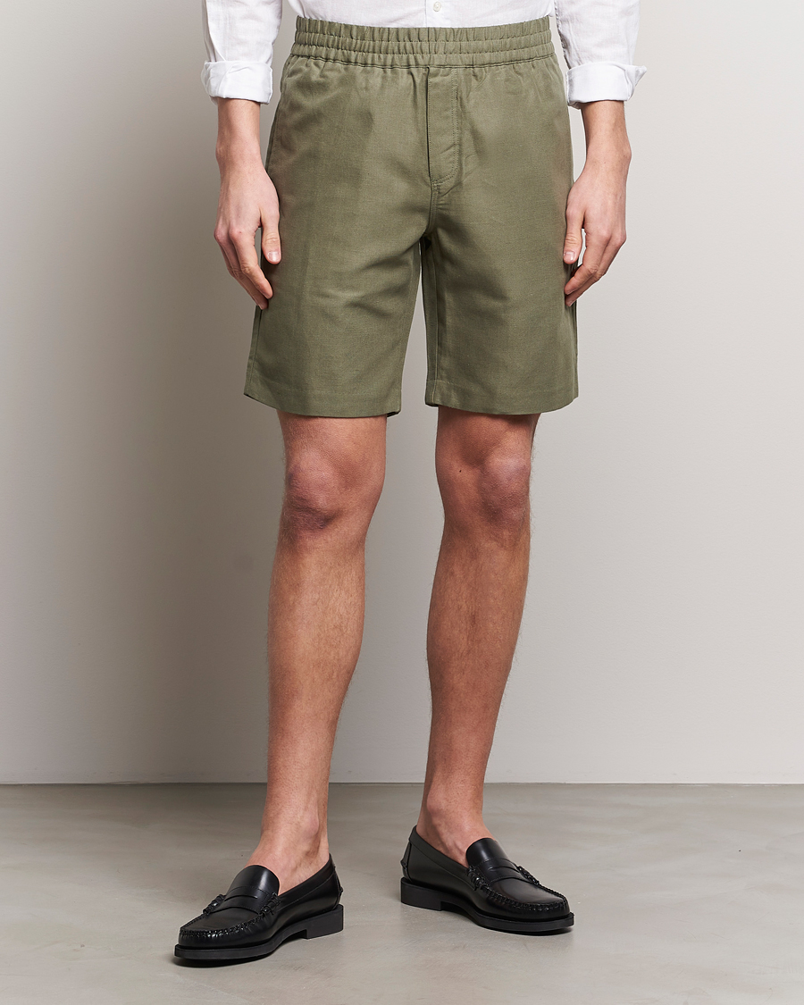 Herr | Shorts | Samsøe Samsøe | Smith Linen/Cotton Drawstring Shorts Dusty Olive