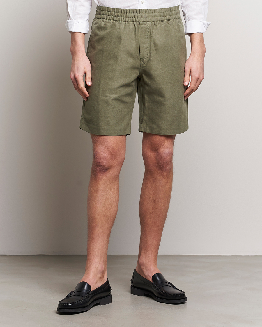 Herr | Samsøe Samsøe | Samsøe Samsøe | Smith Linen/Cotton Drawstring Shorts Dusty Olive