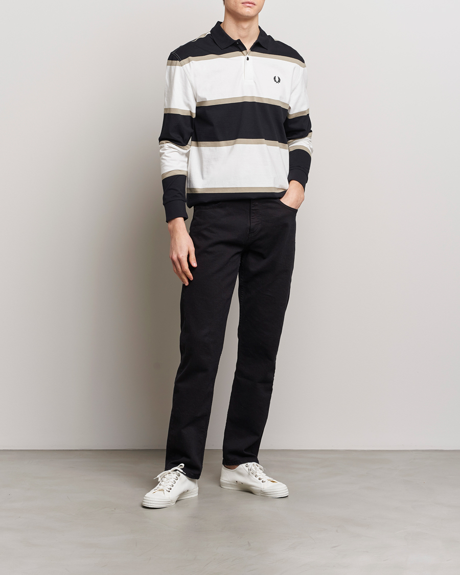 Herr | Tröjor | Fred Perry | Relaxed Striped Rugby Shirt Snow White/Navy