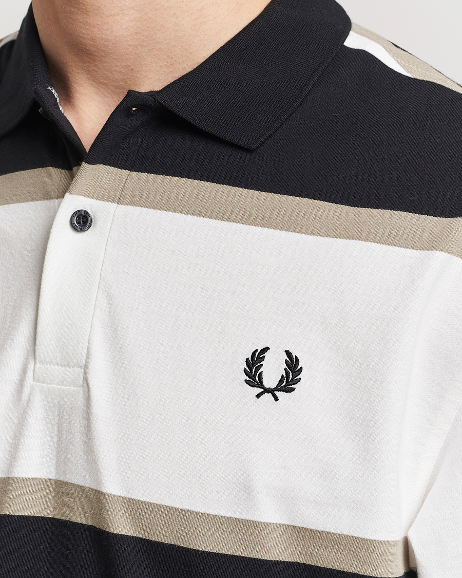Herr | Tröjor | Fred Perry | Relaxed Striped Rugby Shirt Snow White/Navy