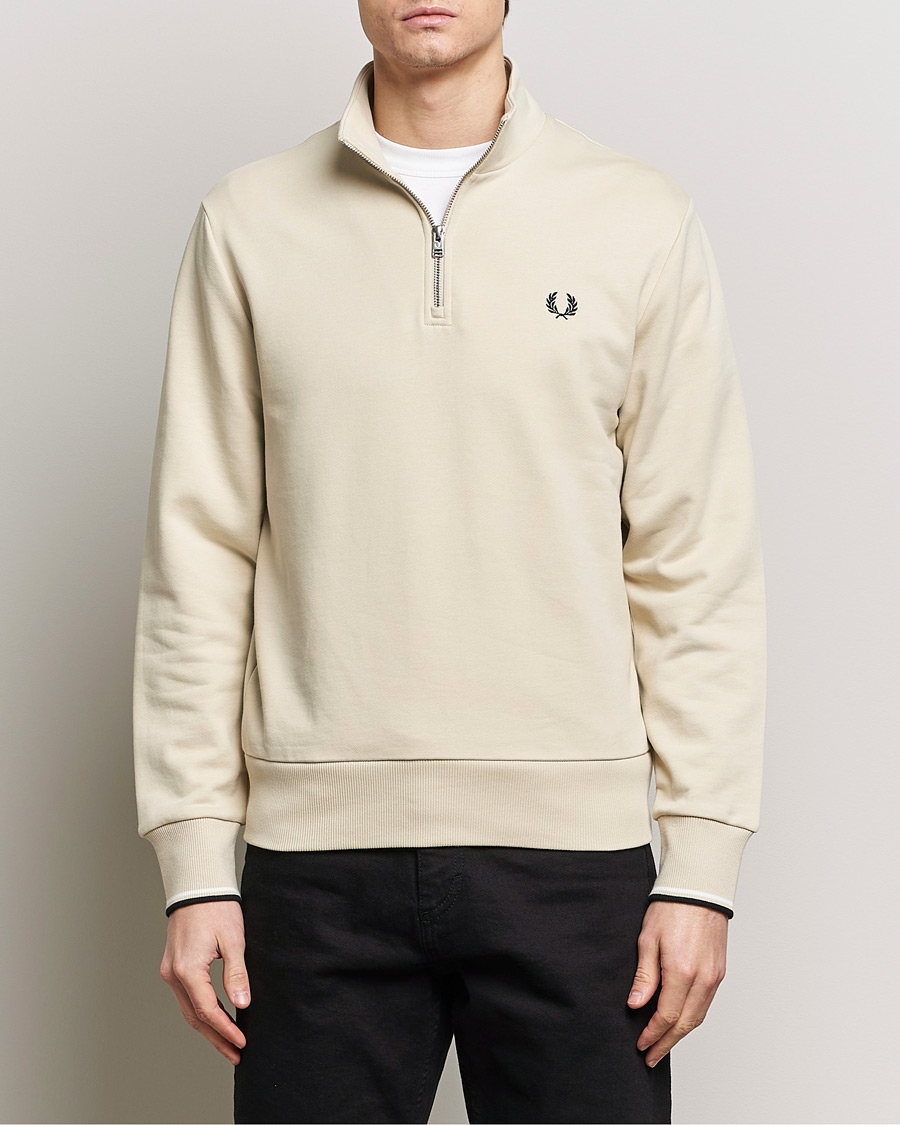 Herr | Best of British | Fred Perry | Half Zip Sweatshirt Oatmeal