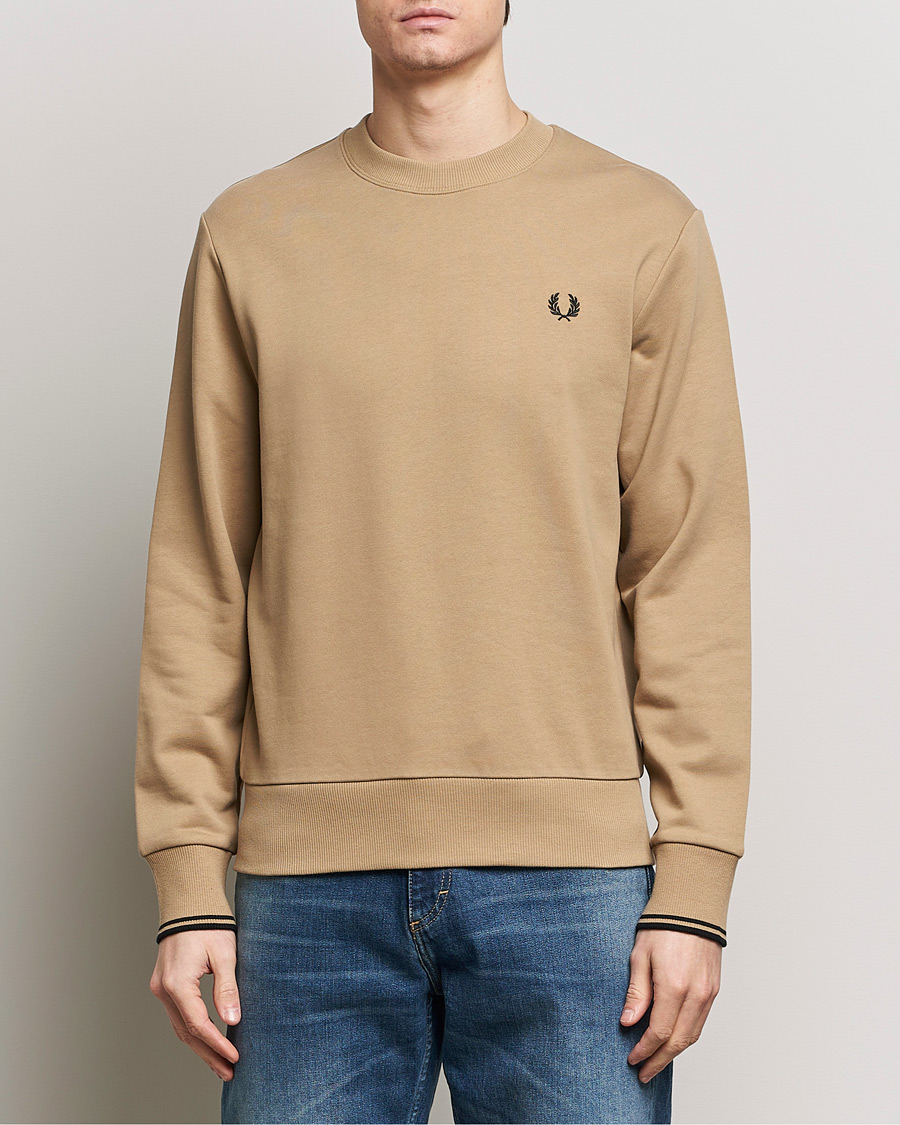 Herr | Best of British | Fred Perry | Crew Neck Sweatshirt Warm Grey