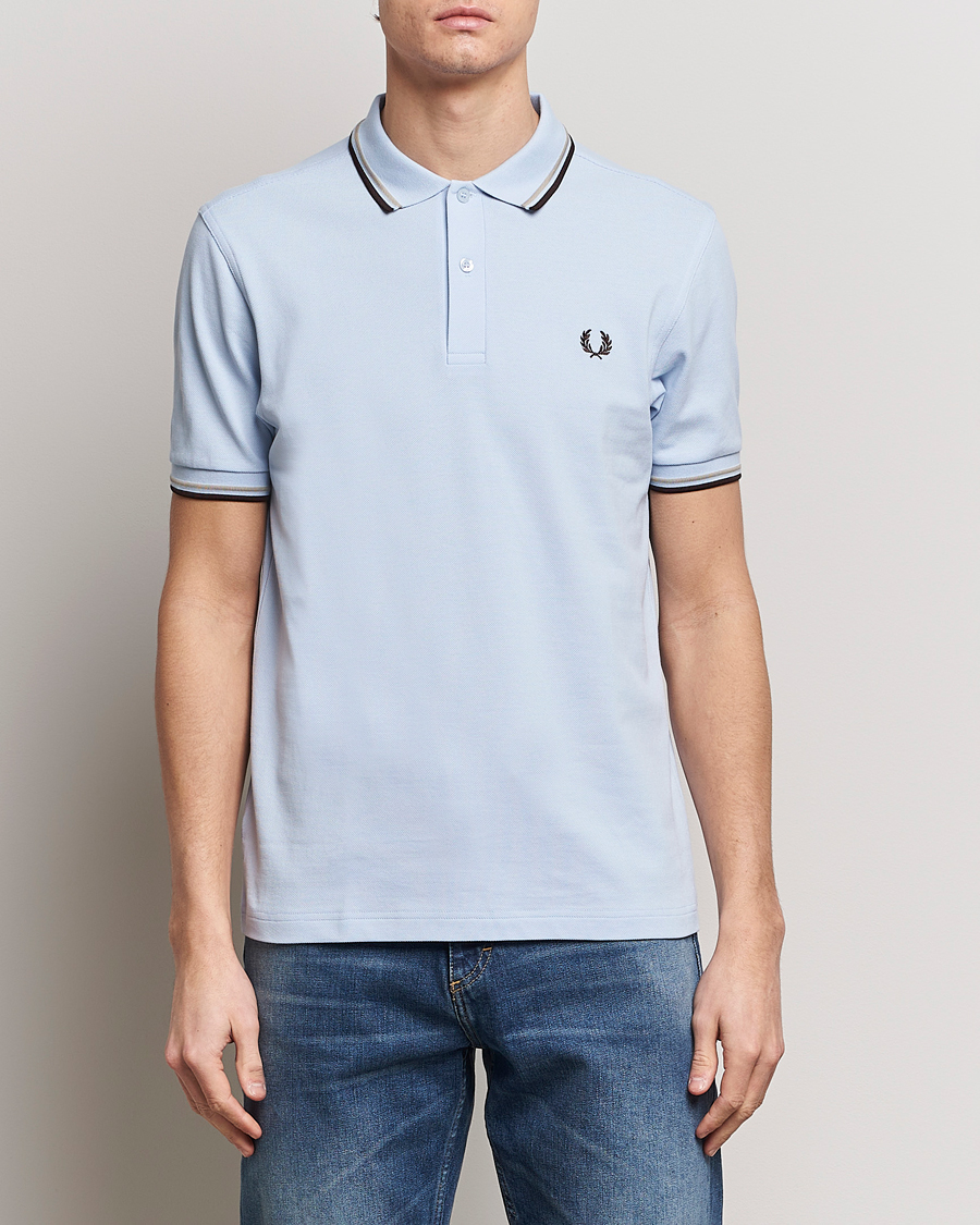 Herr | Best of British | Fred Perry | Twin Tipped Polo Shirt Light Smoke