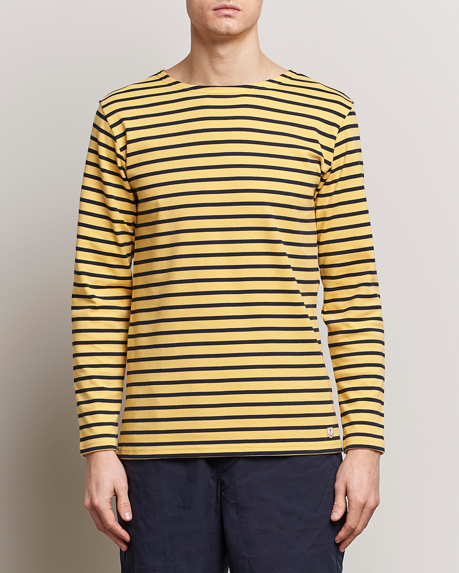 Herr | T-Shirts | Armor-lux | Houat Héritage Stripe Long Sleeve T-Shirt Yellow/Marine