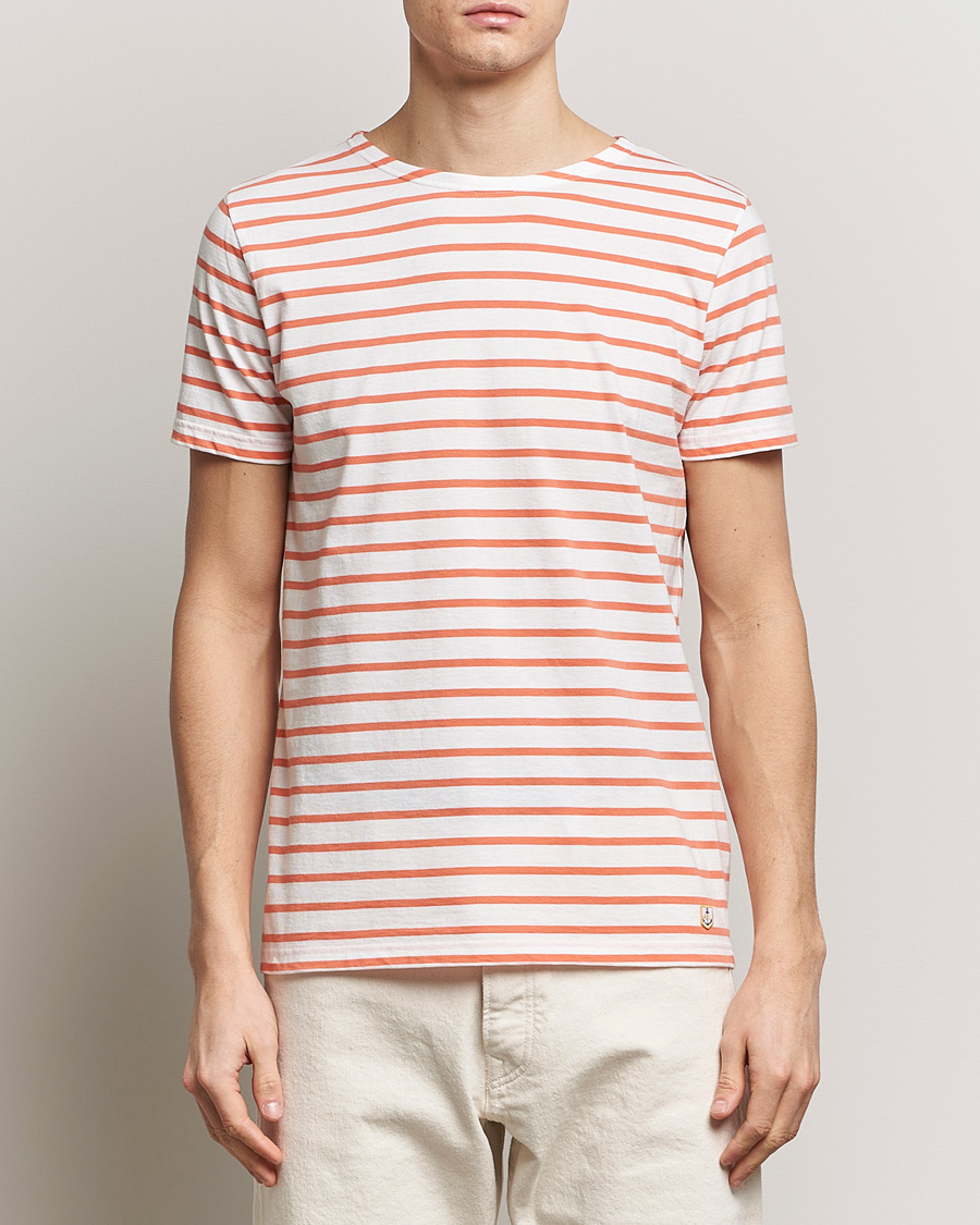 Herr | Avdelningar | Armor-lux | Hoëdic Boatneck Héritage Stripe T-shirt Milk/Coral