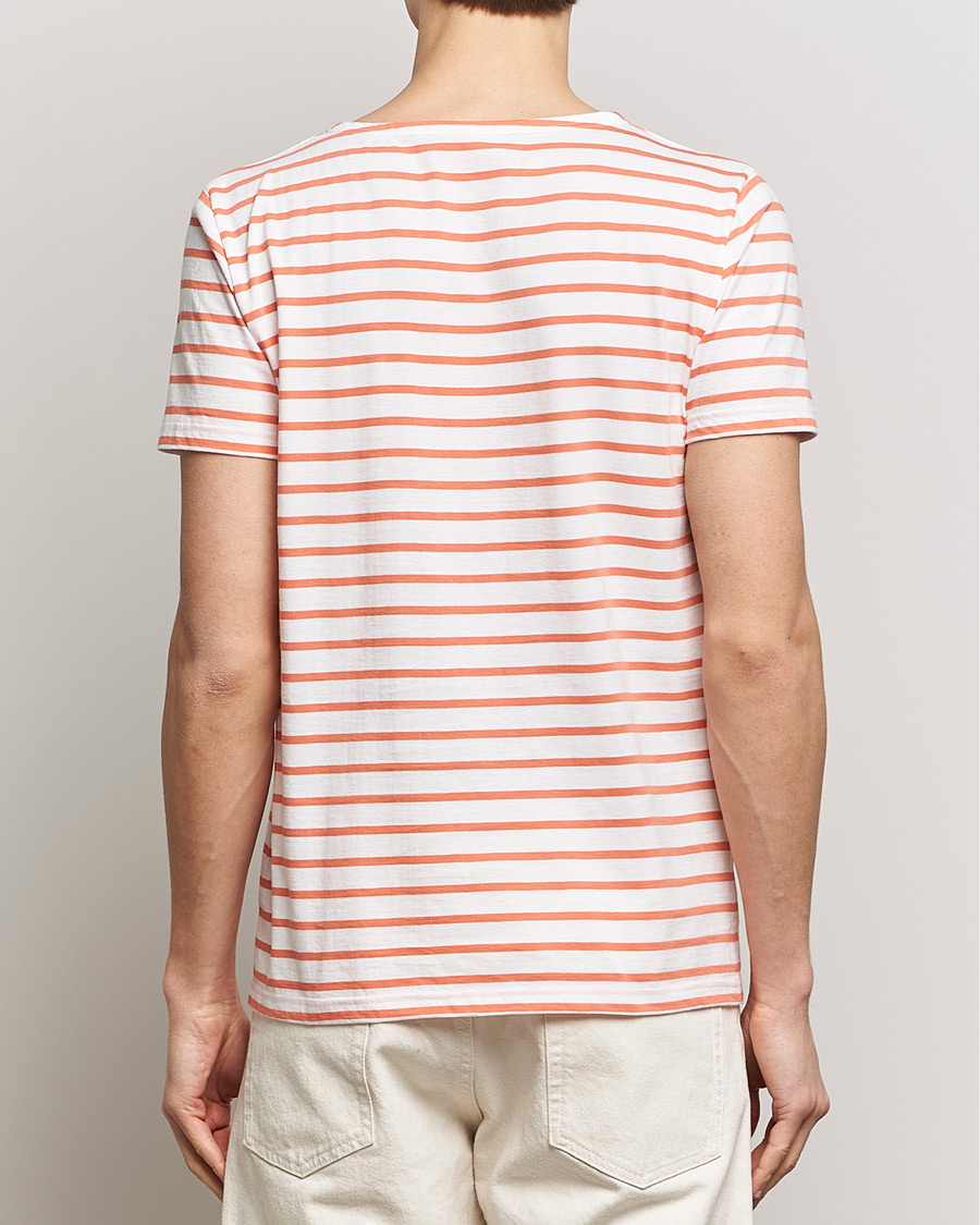Herr | T-Shirts | Armor-lux | Hoëdic Boatneck Héritage Stripe T-shirt Milk/Coral