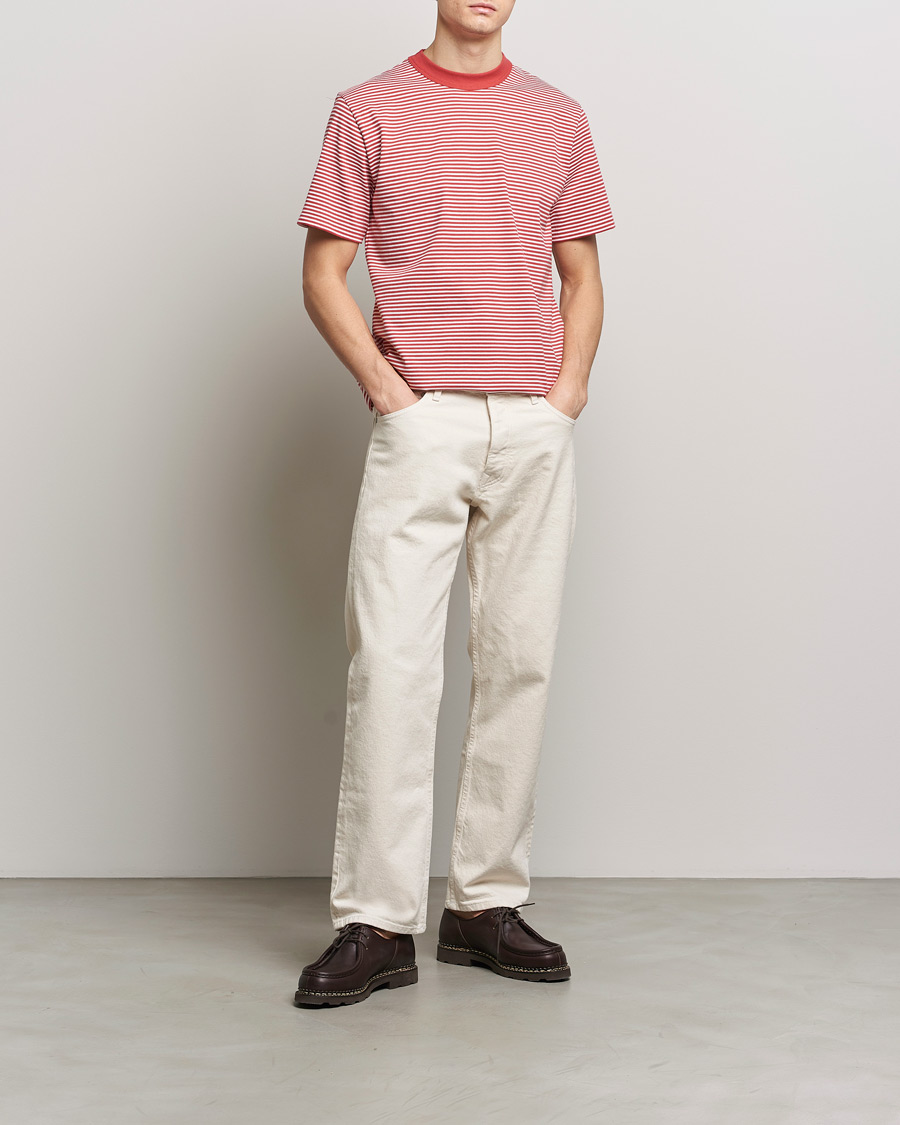 Herr | T-Shirts | Armor-lux | Callac Héritage Stripe T-Shirt Cardinal/Milk