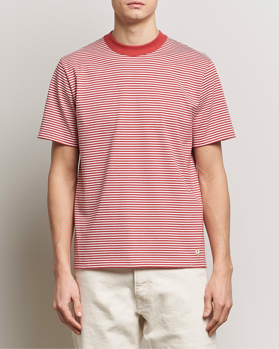 Herr | Kortärmade t-shirts | Armor-lux | Callac Héritage Stripe T-Shirt Cardinal/Milk