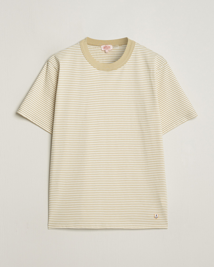 Herr | T-Shirts | Armor-lux | Callac Héritage Stripe T-Shirt Pale Olive/Milk