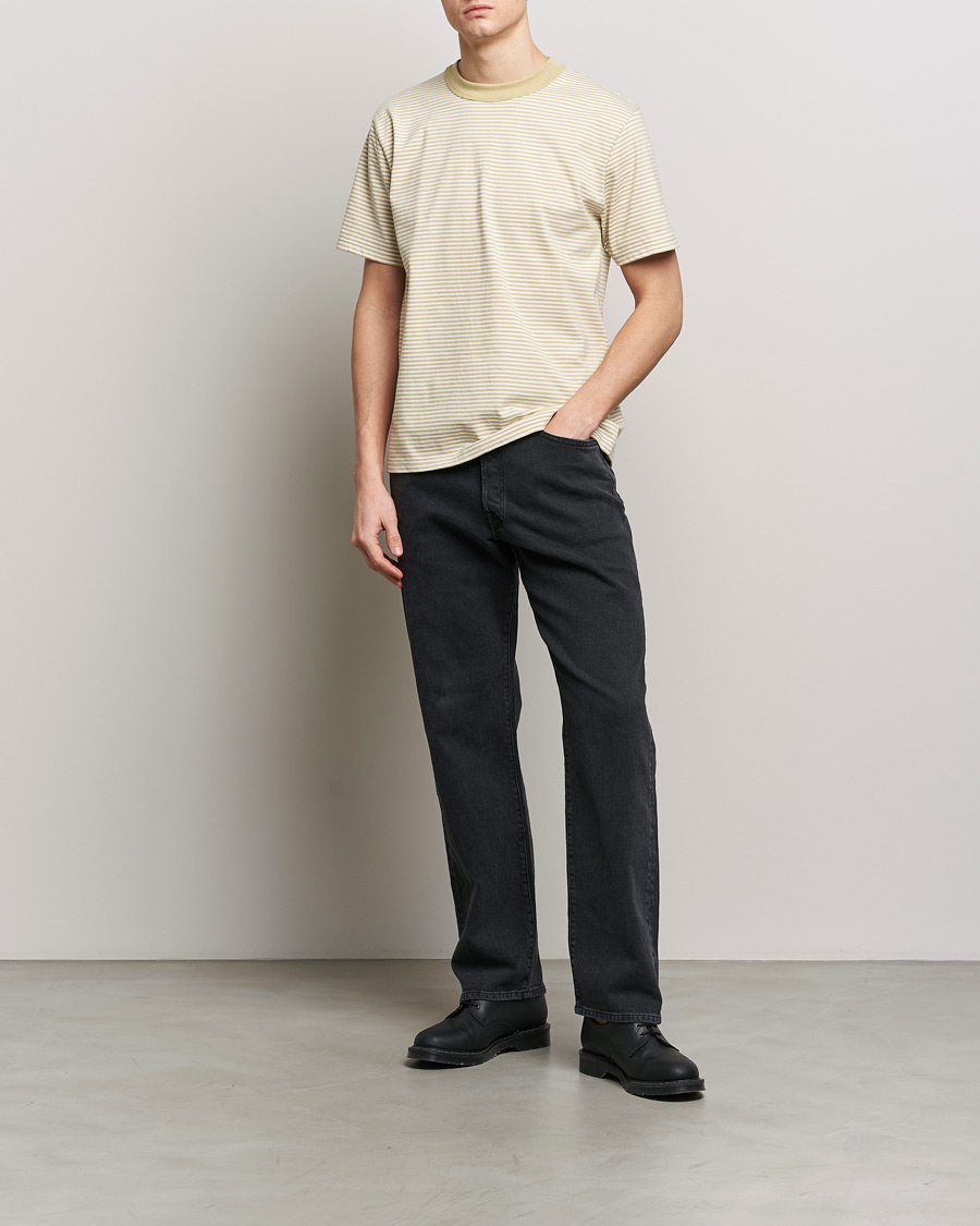 Herr | T-Shirts | Armor-lux | Callac Héritage Stripe T-Shirt Pale Olive/Milk