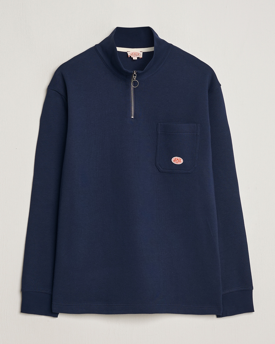 Herr | Tröjor | Armor-lux | Camionneur Cotton Half Zip Sweater Deep Marine