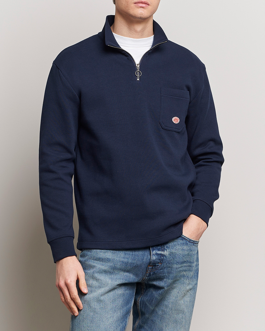 Herr | Avdelningar | Armor-lux | Camionneur Cotton Half Zip Sweater Deep Marine