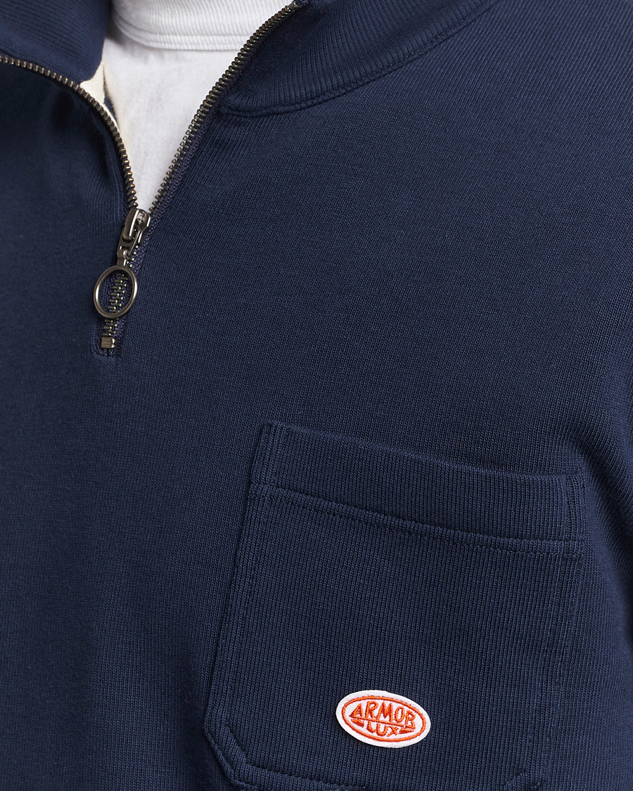 Herr | Tröjor | Armor-lux | Camionneur Cotton Half Zip Sweater Deep Marine