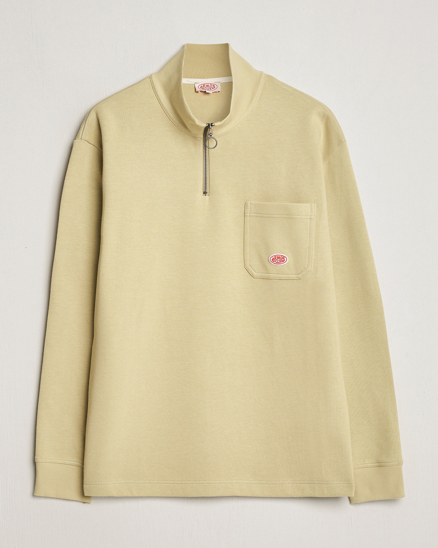 Herr | Tröjor | Armor-lux | Camionneur Cotton Half Zip Sweater Pale Olive