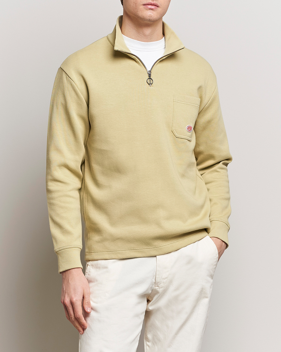 Herr | Avdelningar | Armor-lux | Camionneur Cotton Half Zip Sweater Pale Olive