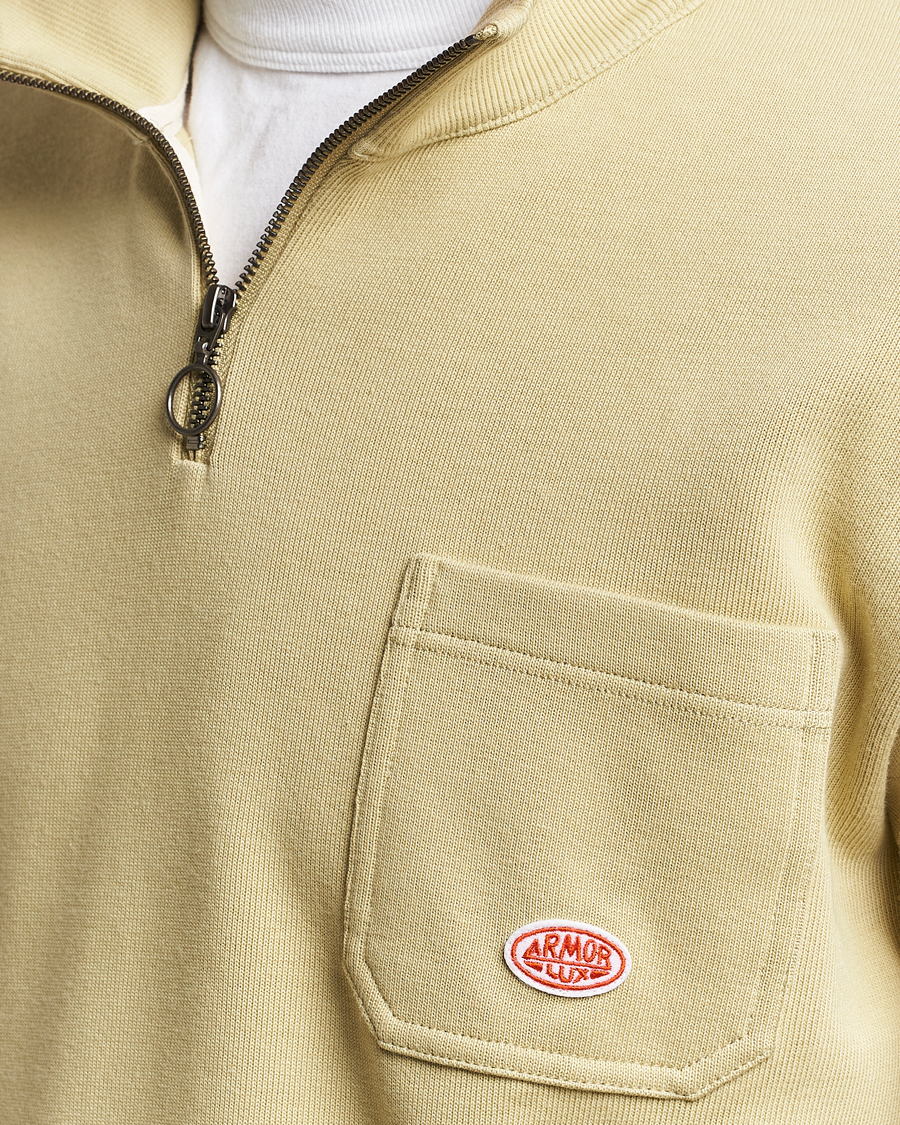 Herr | Tröjor | Armor-lux | Camionneur Cotton Half Zip Sweater Pale Olive
