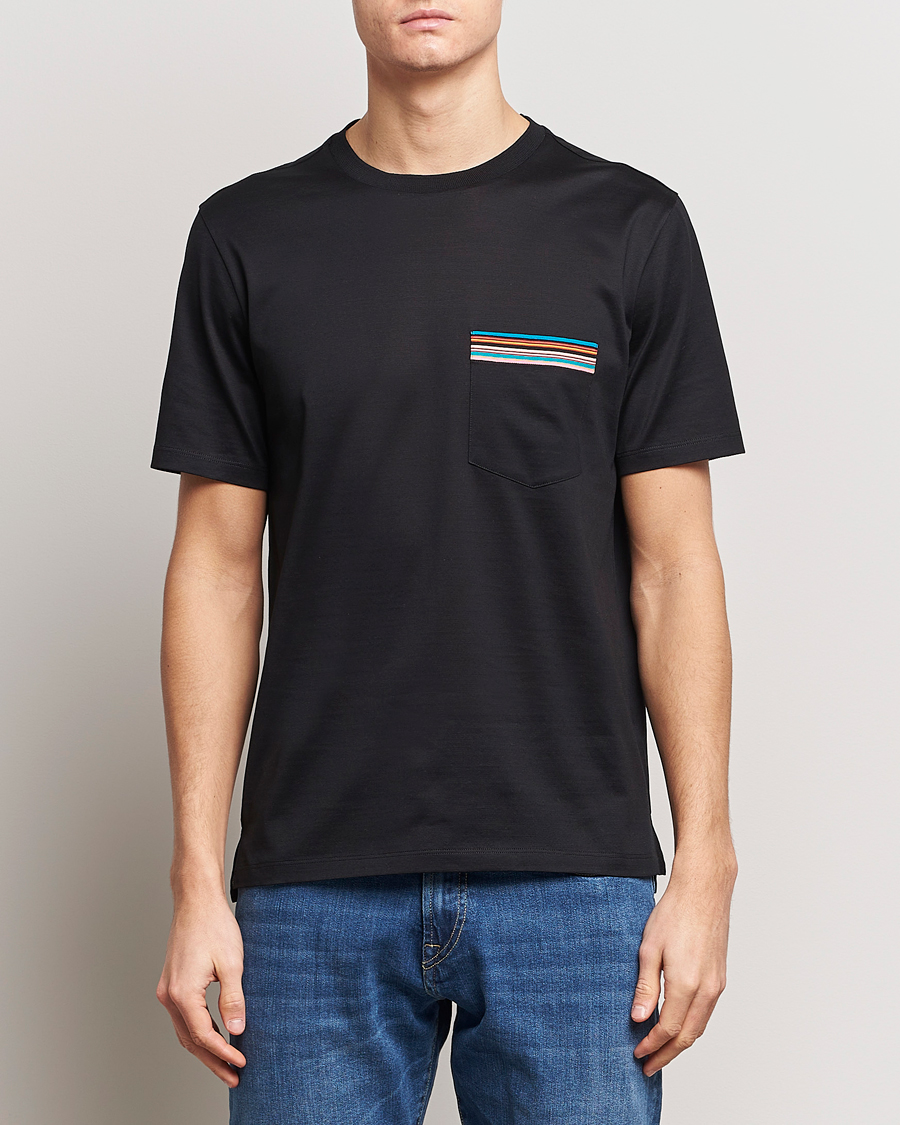 Herr | Svarta t-shirts | Paul Smith | Striped Pocket Crew Neck T-Shirt Black