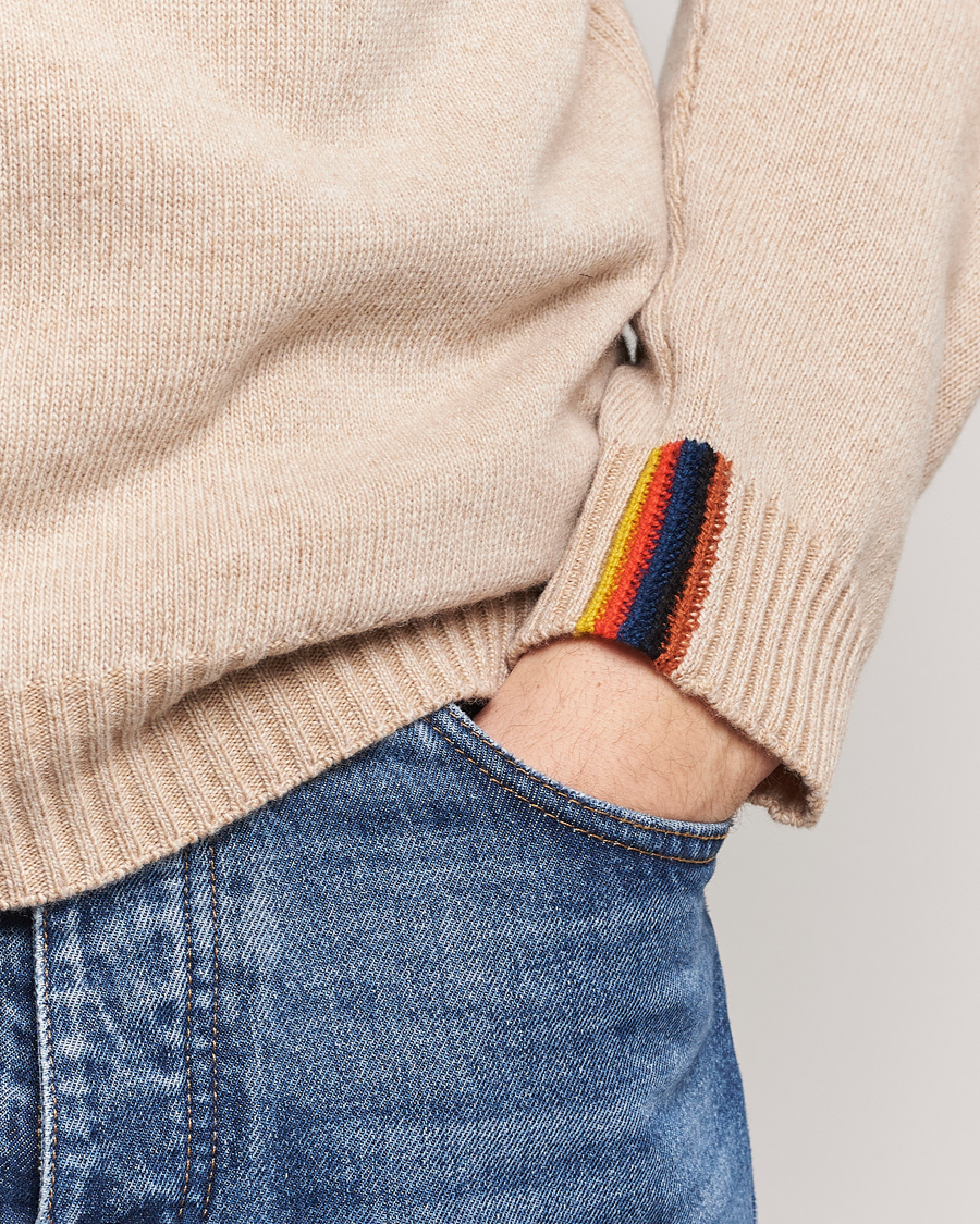 Herr | Tröjor | Paul Smith | Lambswool Crew Neck Sweater Beige Melange