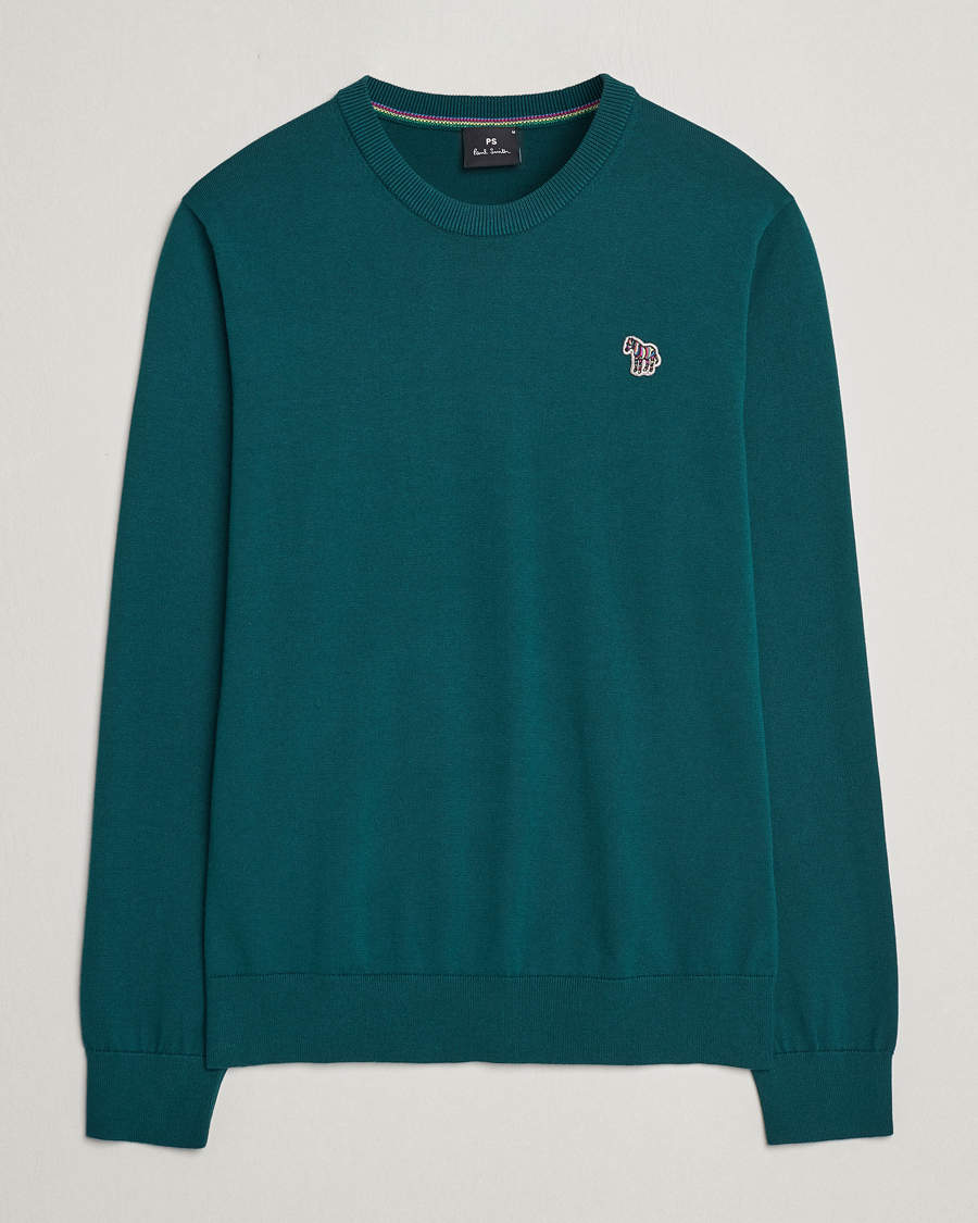 Herr | Tröjor | PS Paul Smith | Zebra Cotton Knitted Sweater Dark Green