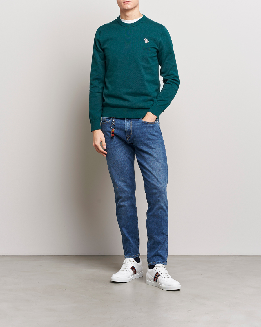 Herr | Tröjor | PS Paul Smith | Zebra Cotton Knitted Sweater Dark Green