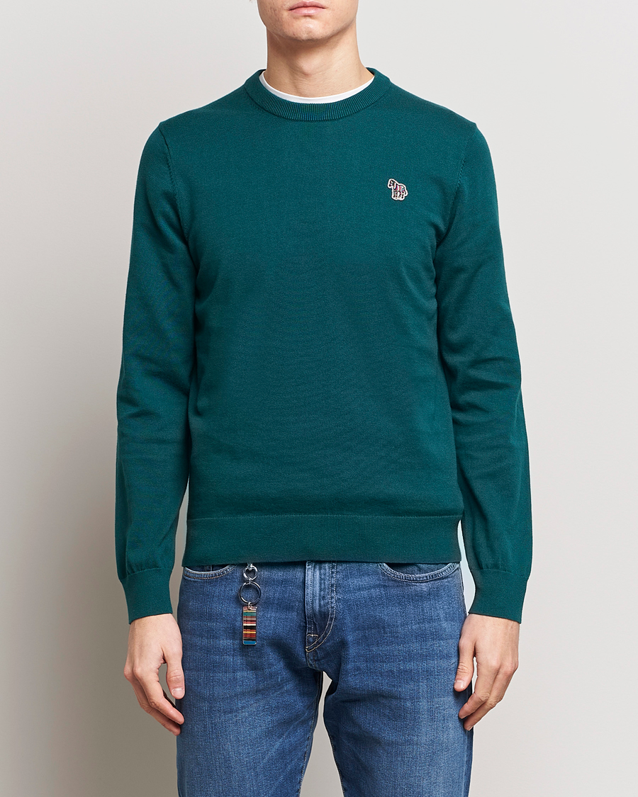 Herr | Paul Smith | PS Paul Smith | Zebra Cotton Knitted Sweater Dark Green