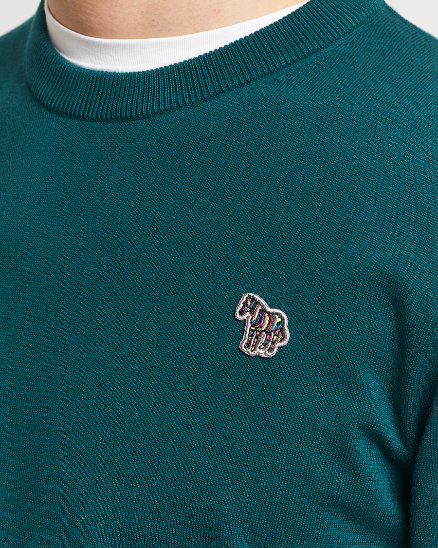 Herr | Tröjor | PS Paul Smith | Zebra Cotton Knitted Sweater Dark Green