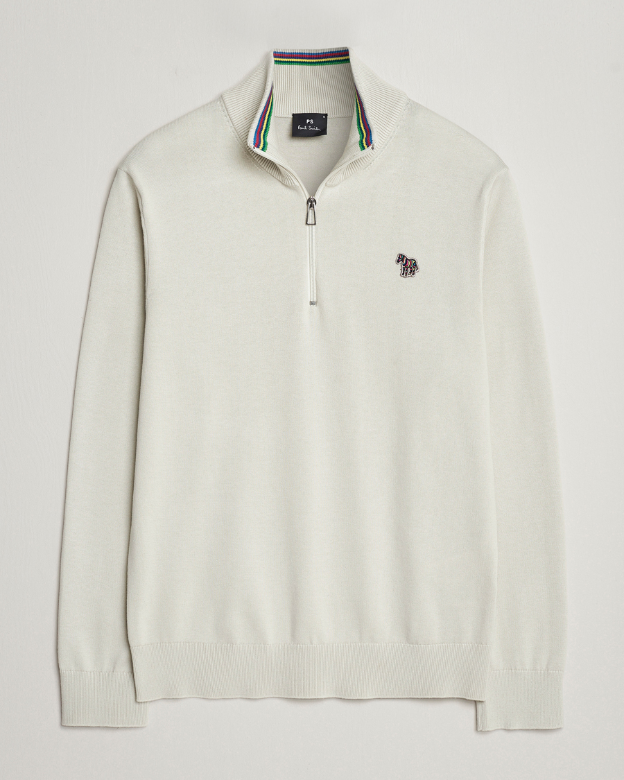 Herr | Paul Smith | PS Paul Smith | Zebra Cotton Knitted Half Zip Washed Grey