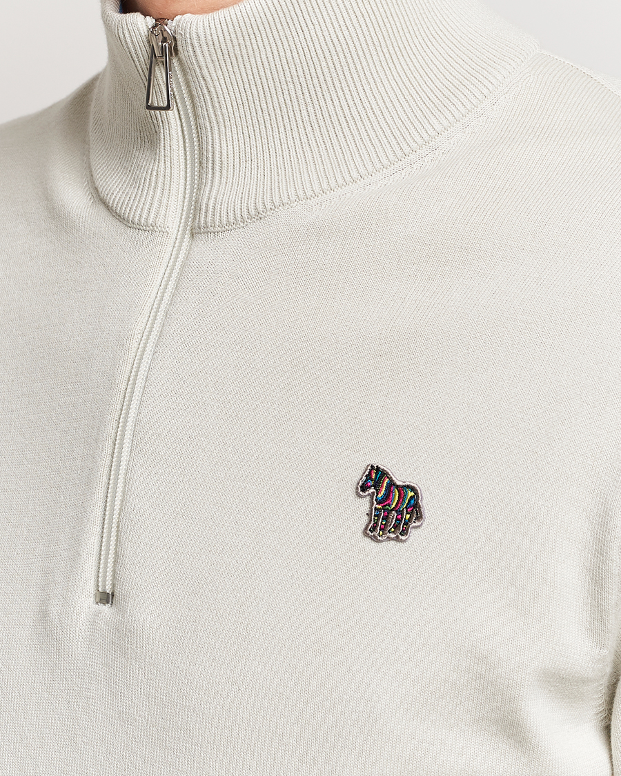 Herr | Tröjor | PS Paul Smith | Zebra Cotton Knitted Half Zip Washed Grey