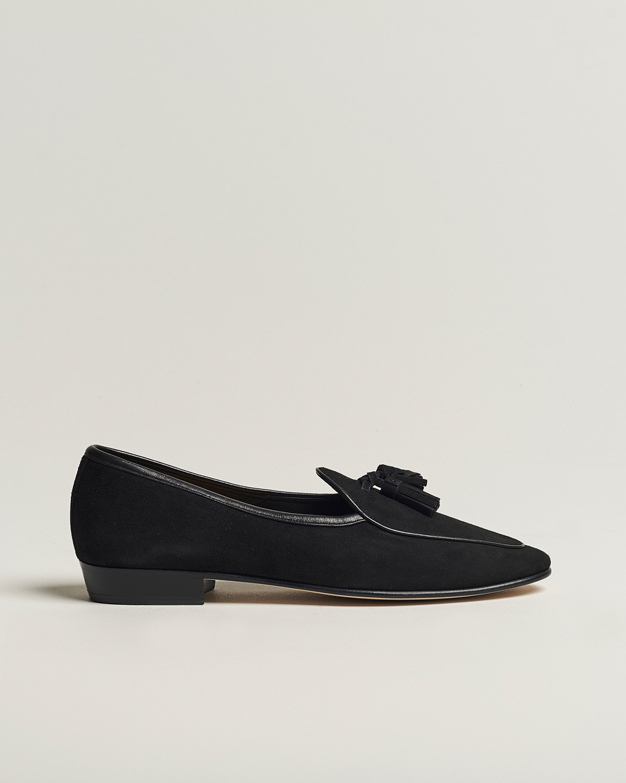 Herr | Baudoin & Lange Sagan Classic Tassel Loafers Black Suede | Baudoin & Lange | Sagan Classic Tassel Loafers Black Suede