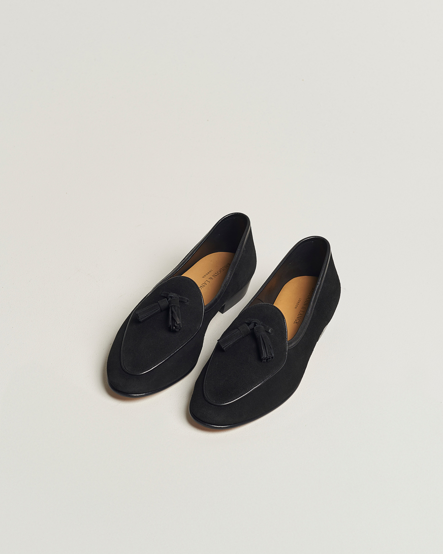 Herr | Baudoin & Lange Sagan Classic Tassel Loafers Black Suede | Baudoin & Lange | Sagan Classic Tassel Loafers Black Suede