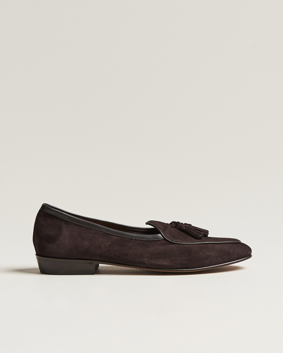 Herr | Loafers | Baudoin & Lange | Sagan Classic Tassel Loafers Dark Brown Suede