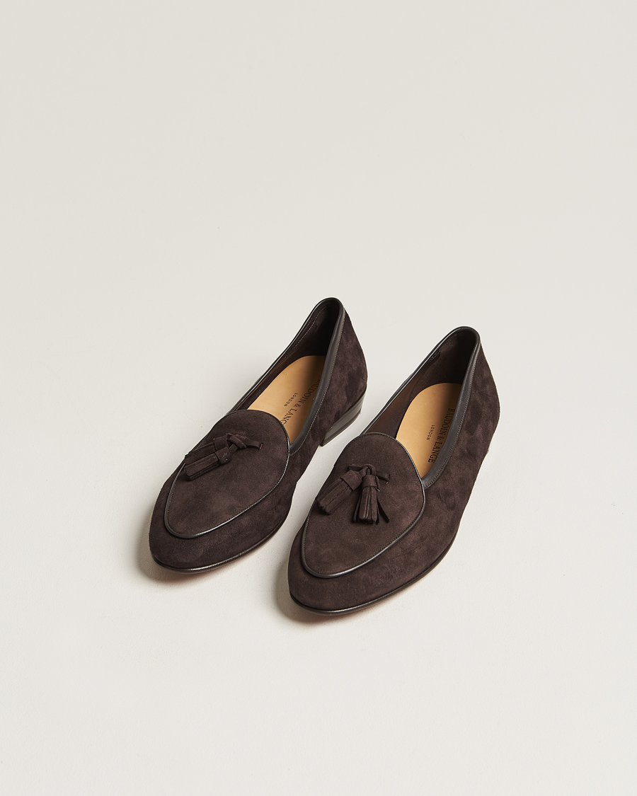 Herr |  | Baudoin & Lange | Sagan Classic Tassel Loafers Dark Brown Suede