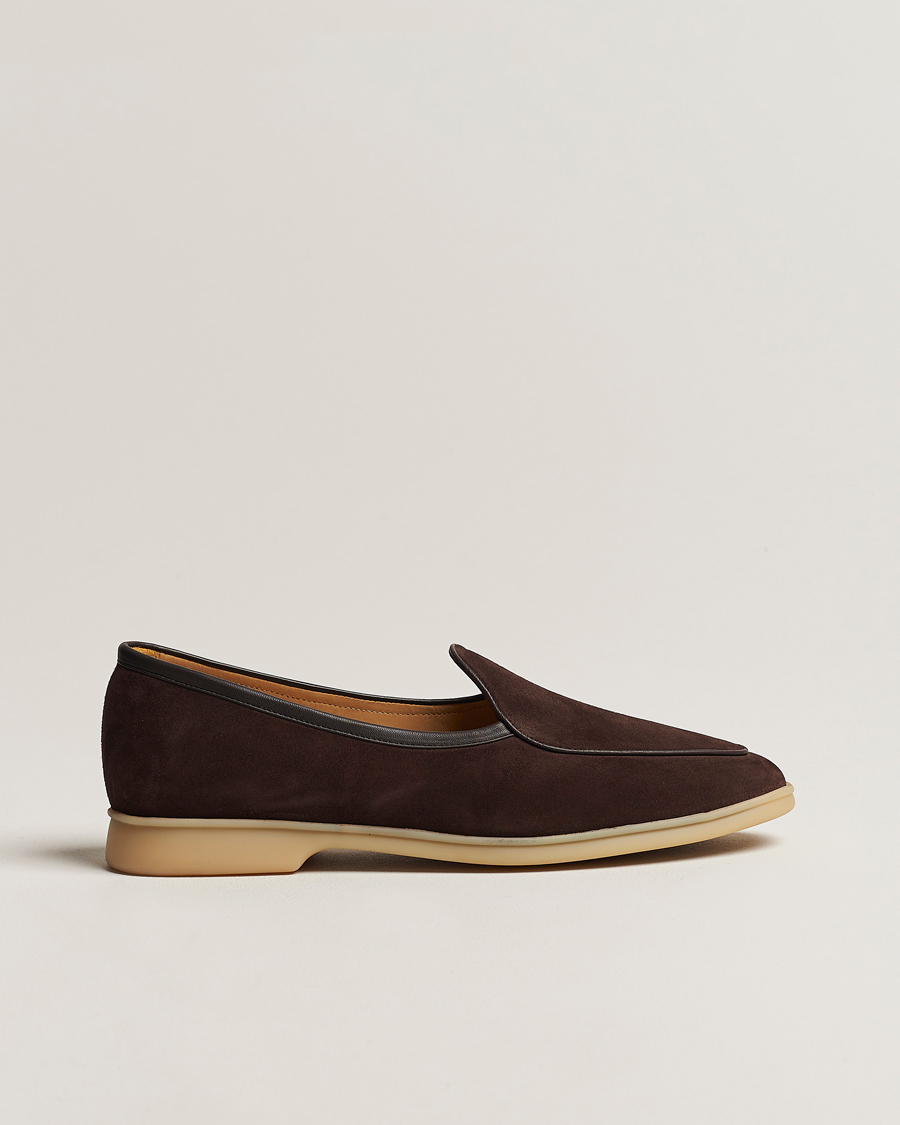 Herr | Loafers | Baudoin & Lange | Stride Loafers Dark Brown Suede