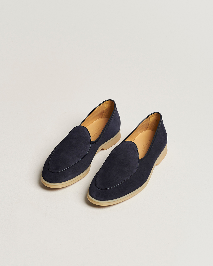 Herr | Loafers | Baudoin & Lange | Stride Loafers Navy Suede